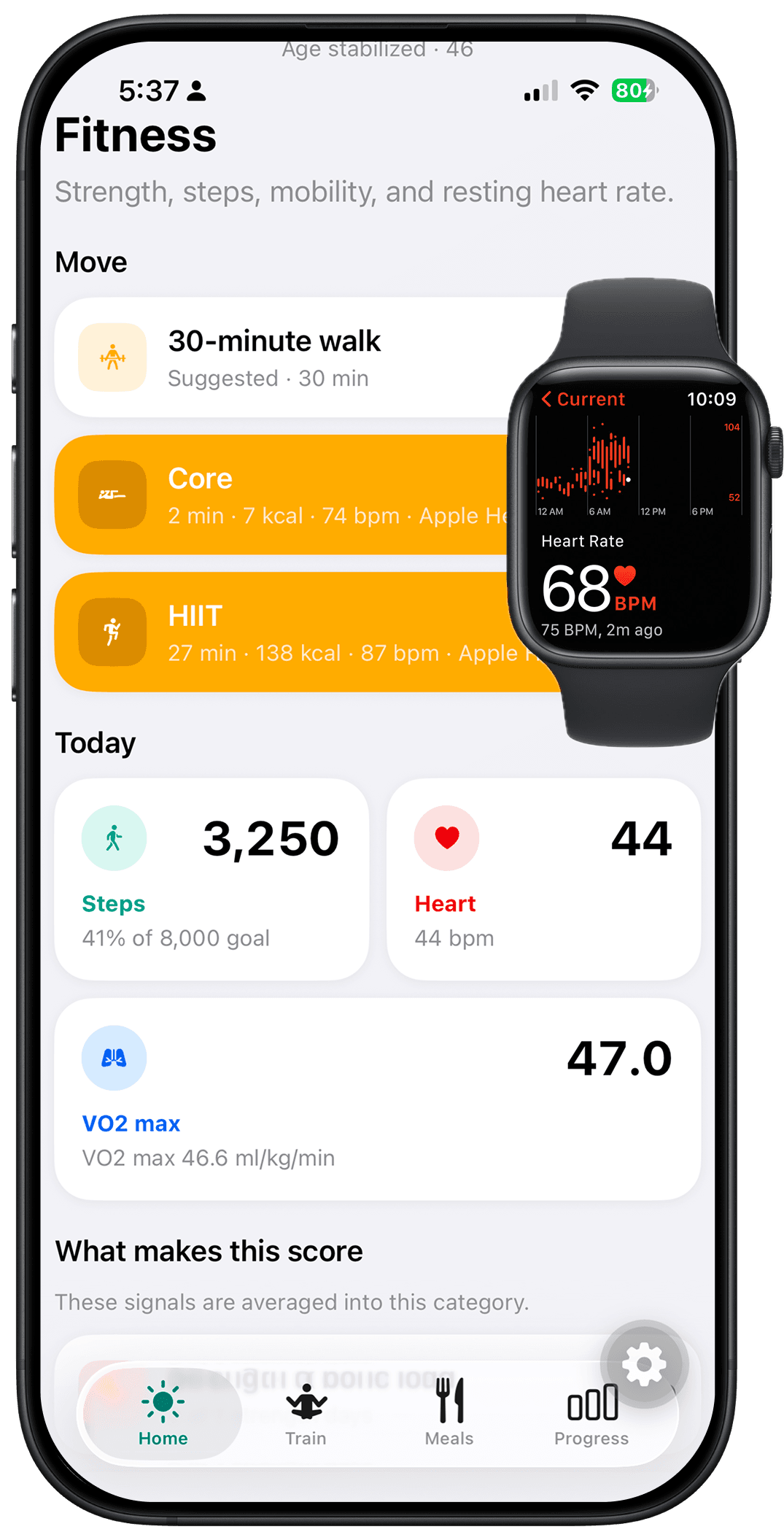 Fitness screen in Agefully