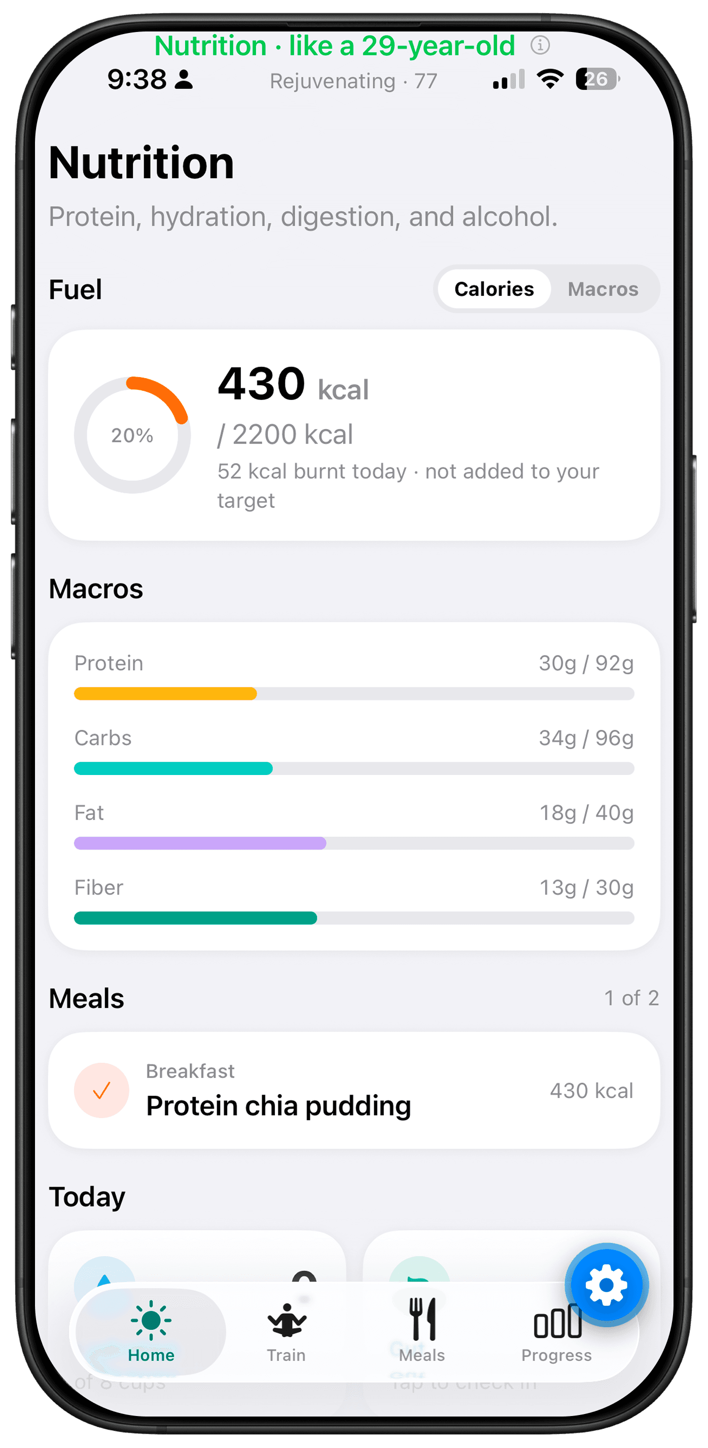 Nutrition screen in Agefully
