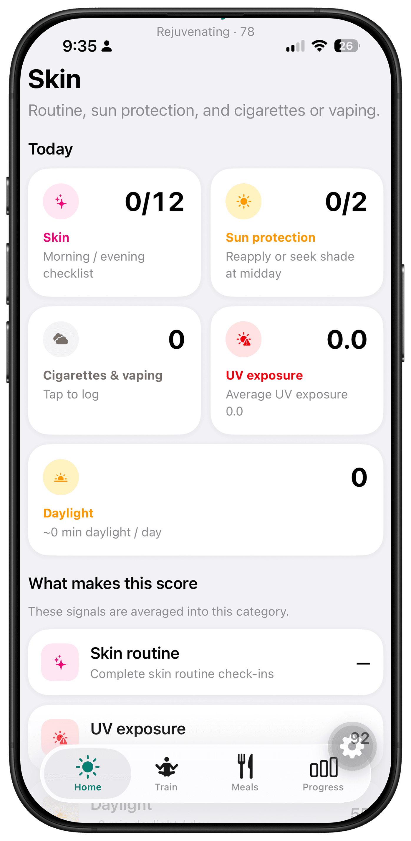 Skin screen in Agefully
